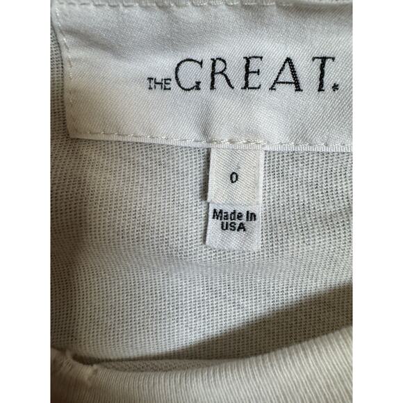 The Great Womens Size 0 Xsmall Puff Sleeve Distressed Ivory Shirt Minimalist - Picture 3 of 3